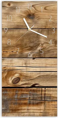 Produktbild von Wanduhr aus Glas mit Motiv Holzdielenmaserung- 30 x 60 cm - inkl. Aufhängesystem