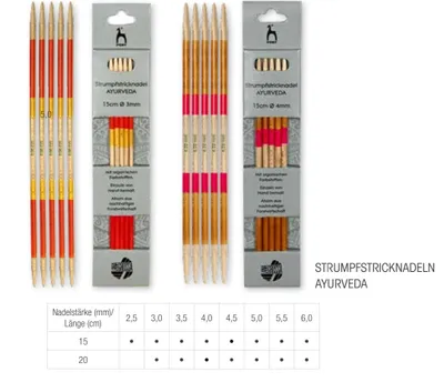 Produktbild von Lana Grossa Nadelspiel / Strumpfstricknadeln AYURVEDA 15 cm, Größe:15 cm / 3.5 mm