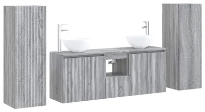 Produktbild von Badezimmermöbel-Set 5 stk. Grau Sonoma 33 x 34,5 x 100 cm