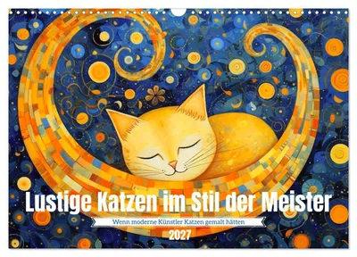 Produktbild von Lustige Katzen im Stil der Meister (Wandkalender 2027 DIN A3 quer), CALVENDO Monatskalender