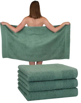 Produktbild von Betz 4 Stück Duschtücher 70 x 140 cm PREMIUM 100% Baumwolle Liegetuch Strandtuch   Farbe: tannengrün