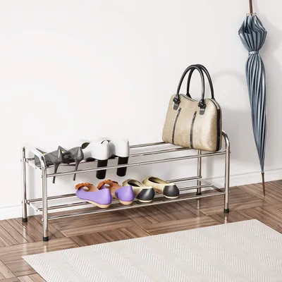 Produktbild von Famanu Schuhregal 2 Ebenen - 8 Paar - Silber