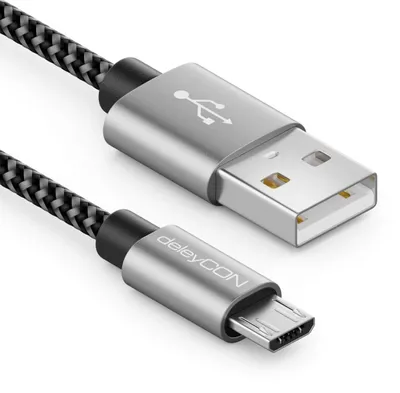 Produktbild von deleyCON 1m Nylon Micro USB Kabel Ladekabel Datenkabel