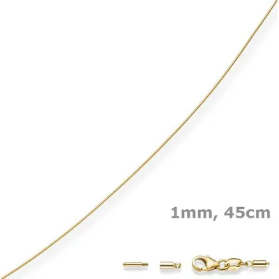 Produktbild von 1mm Halsreif Omegareif Omegakette 750 Gold Gelbgold Goldkette 45cm abschraubbar