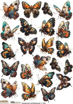 Immagine prodotto di Carta di riso per decoupage, carta per lavoretti A4 - Scraplove - teampunk Butterflies 1