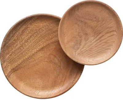 Produktbild von Kleine runde Acaciahouten Teller - Servier- und Essteller - Set von 2 - 15 cm und 20 cm