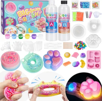 Produktbild von Leuchtende, flüssige Silikone – großes und kleines Set zum Basteln von Squishies