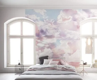 Zdjęcie produktu dla Tapeta flizelinowa Komar - Chmury - rozmiar: 300 x 250 cm (szerokość x wysokość) - 3 panele, sypialnia, salon