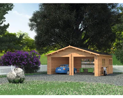 Produktbild von Doppelgarage Palmako Roger 28,4 m² ohne Tor 575 x 510 cm tauchgrundiert braun