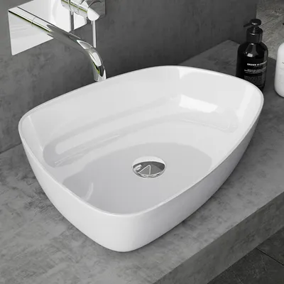 Produktbild von doporro Aufsatzwaschbecken Weiß glänzend BTH: 51x38x12 cm Mineralguss-Waschbecken Waschschale Colossum806
