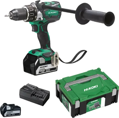 Produktbild von HiKOKI Akku-Bohrschrauber DS18DBL2WPZ 18 V, 2 Akkus 5 Ah, Ladegerät, Schrauberklinge, Zusatzhandgriff, HSC II Box SET
