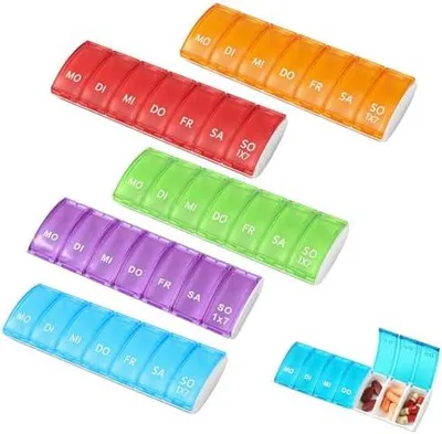 Produktbild von 5 Stück Tablettenbox 7 Tage Pillendose 7 Tage Klein, Pillendose Klein, Tablettenspender Pillenbox, Medikamentenbox, Tablettendose für Unterwegs Medikamentenbox Aufbewahrung