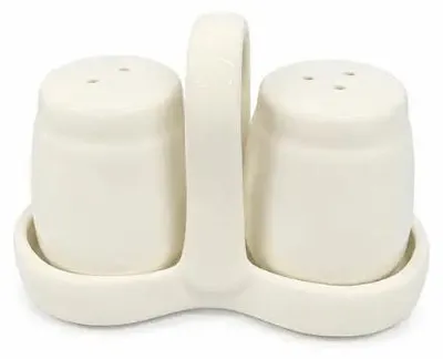 Produktbild von Salz- und Pfefferstreuer-Set 3-teilig aus Keramik, weiß, mit Halter