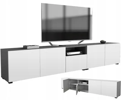 Zdjęcie produktu dla szafka rtv pod telewizor 250 250cm szary biały mat stojąca lub wisząca