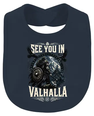 Imagen del producto de Nos vemos en Valhalla. Vikingo, guerrero, Odín, Valknut, runas, nórdico, Thor. Bebé, azul marino, talla única