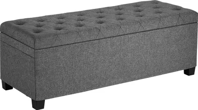 Produktbild von Sitzbank mit Stauraum - Truhenbank - 110 x 40 x 40 cm - Belastbar bis 300 kg - Gepolsterter hochklappbarer Deckel - Stabiler Metallrahmen - Für Wohnzimmer Flur Schlafzimmer - Grau