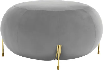 Produktbild von Casa Padrino Luxus Samt Rundhocker Grau / Gold Ø 80 x H. 40 cm - Moderner Runder Sitzhocker - Wohnzimmer Hocker - Moderne Wohnzimmer Möbel