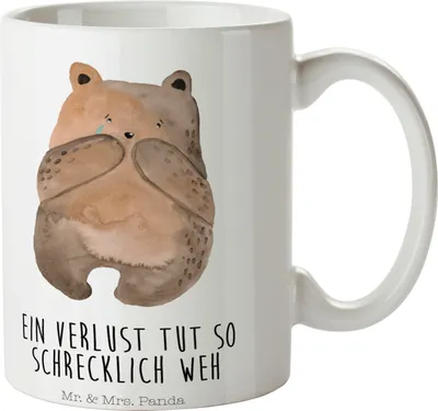 Produktbild von Mr. & Mrs. Panda Kaffeebecher Bär Verlust - Weiß - Geschenk, Becher, Tasse, Keramiktasse, Teddy, Trauer Trauergeschenk Traurig Trösten Trost Liebeskummer, Teetasse