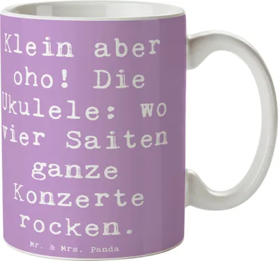Produktbild von Mr. & Mrs. Panda haferl Spruch Ukulele Magie - Lavendeltraum - Geschenk, Becher, Saiteninstrument, Musik machen, Lernen, Kaffeetasse, Musiker, Frühstücksbecher, Hawaii