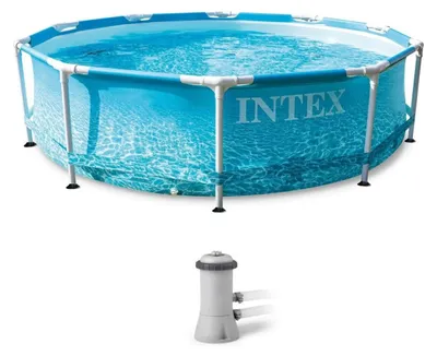 Produktbild von INTEX 28208GN - Frame Pool - Beachside (305x76cm) inkl. Filterpumpe Framepool Gartenpool Aufstellpool