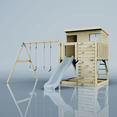 Produktbild von OutdoorToys Spielturm Nils aus Holz in Blau Eisblau, mit Kinderschaukel