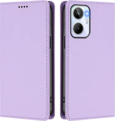 Immagine prodotto di Custodia in pelle per Realme 10 4G, custodia magnetica in Finto cuoio con supporto viola chiaro