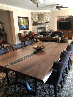 Produktbild von tisch esstisch tische epoxid harz epoxy wasserfall echtes holz massive möbel