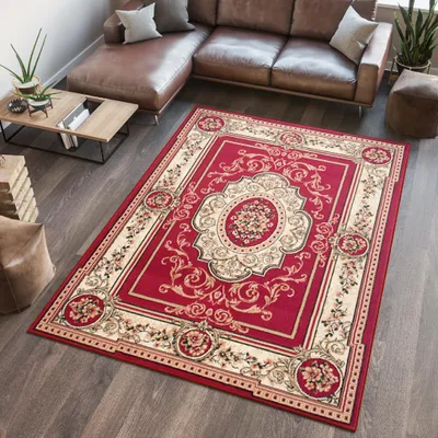 Image de Tapis Tapiso ATLAS rouge classique pour salon,  ÖKOTEX, 300 x 400 cm