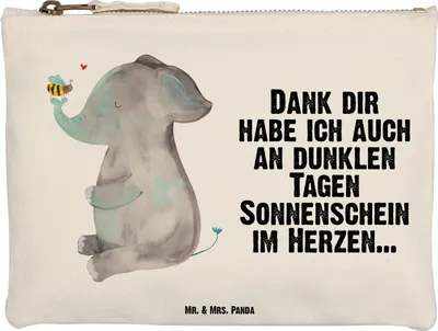 Produktbild von Mr. & Mrs. Panda Schlampermäppchen Elefant Biene Größe M - Weiß - Geschenk, Kosmetikbeutel, Liebesspruch, Mäppchen, Liebe, Lustige Sprüche, Hochzeitsgeschenk
