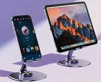Produktbild von GKA Metall Tablet Ständer 360° drehbar klappbar tragbar Handy Smartphone Universal Drehständer Handyhalterung Tischständer