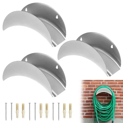 Productafbeelding van Tuinslanghouder slanghouder slanghanger - Ijzer - Muurmontage - 3 stuks - Voor 30 m 1/2 inch slang