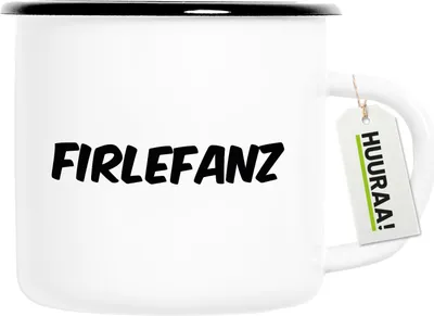 Produktbild von Huuraa Emaille Tasse Firlefanz Schriftzug 300ml Vintage Campingbecher Geschenkidee