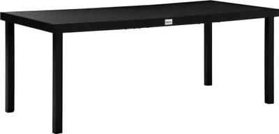 Image de Table de jardin 190 x 90 x 74 cm, 8 personnes, structure en aluminium, lames en plastique aspect bois, noir, résistante aux intempéries, pieds réglables