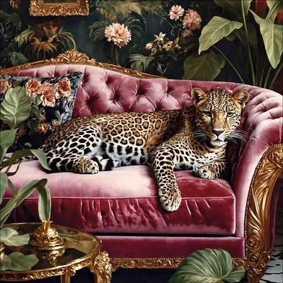 Produktbild von Glasbild Big Cat On The Couch I GLA3032 50x50 cm
