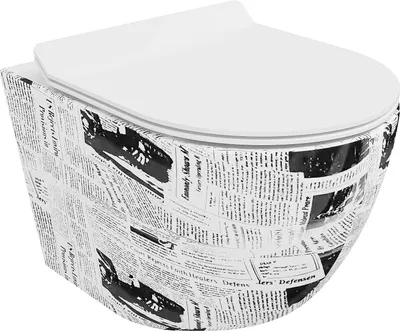 Image de Mexen Lena Cuvette de WC sans rebord avec plaque mince à chute lente, duroplast, motif blanc - 30224099