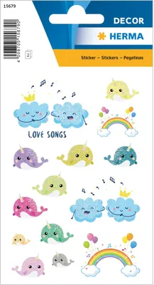 Produktbild von HERMA Sticker Love Songs 28 Stück bunt glitzernd