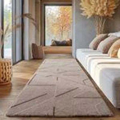 Obrázek produktu pro Skandinavischer Teppich Boho Design Einfarbig Beige und Creme Waschbarer Teppich, Größe: 80 x 250 cm, Farbe: Beige-3