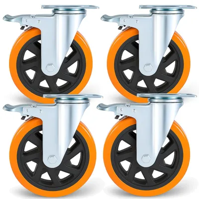 Immagine prodotto di Ruote resistenti e robuste da 150 mm con freno, set di 4 ruote girevoli