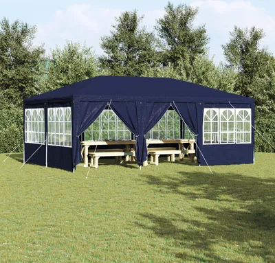 Produktbild von Desgin Partyzelt mit 10 Seitenwänden Blau 6x4 m PE - Pavillons & Partyzelte 42003434