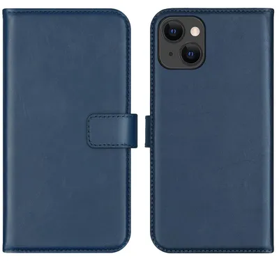 Imagen del producto de Funda de Cuero Auténtico tipo Libro para Apple iPhone 13 - Azul