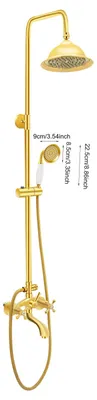 Produktbild von Wandmontiertes Duschset - 3 Strahlarten - Keramikkartusche - Luftanreicherung - Wassersparend - 1,5 m flexibler Schlauch - Goldfarbenes Edelstahl