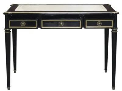 Produktbild von Casa Padrino Barock Schreibtisch mit 3 Schubladen Schwarz / Weiß / Gold 108 x 61 x H. 77 cm - Barock Büromöbel