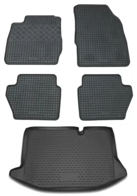 Produktbild von Gummi Kofferraumwanne + Fußmatten Set für Ford Fiesta MK7, Bj. 8/2008-2017