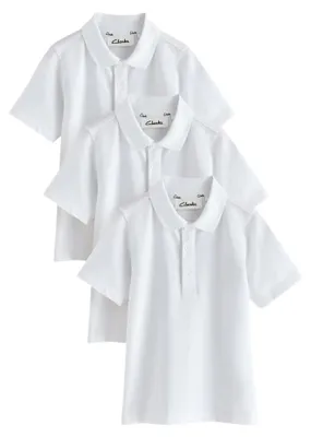 Productafbeelding van Clarks - Poloshirt voor jongens, geschikt voor school, korte mouwen (3-pack) CT316 (104) (Wit)