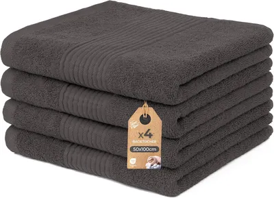 Obrázok produktu pre Cloud Pillow, sada 4 uterákov, 50 x 100 cm, 100 % bavlna, froté s gramážou 500 g/m², mäkké, vysoko savé, certifikát Oeko-TEX, ideálne do kúpeľne, pre hostí a do wellnessu (tmavošedá)