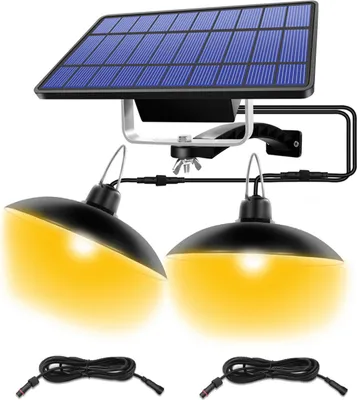 Produktbild von Solar-Pendelleuchten fuer den Aussenbereich, IP65, wasserdicht, mit Doppelbirne, Lampen von Daemmerung bis Morgengrauen, LED-Aussenleuchte fuer Terrasse, Hof, Garten, Balkon, Schuppen, Scheune, Huehnerstall, Camping