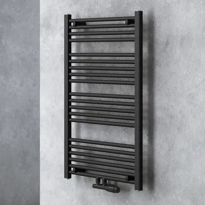 Image de doporro Radiateur de Salle de Bain Sèche-Serviette 100x60cm Radiateur Tubulaire Vertical Chauffage à Eau Chaude Gris-Noir