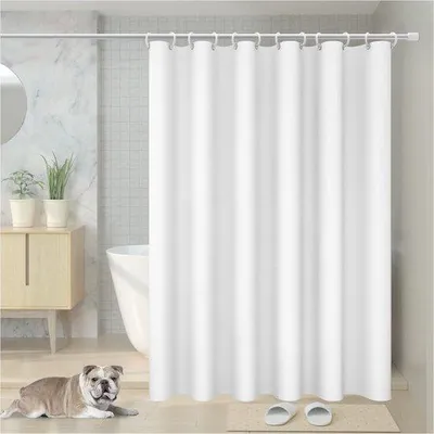 Produktbild von Ibenzoa® Duschvorhang – wasserabweisendes Polyestergewebe 180 x 200 cm, schnelltrocknend & waschbar, inkl. 12 Haken mit Edelstahlringen, lichtdurchlässig
