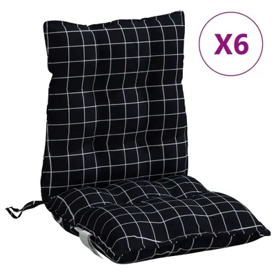 Immagine prodotto di Cuscini Sedia Schienale Basso 6 pz Quadri Nero Tessuto Oxford