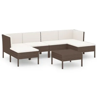 Immagine prodotto di set 7 pezzi da giardino con cuscini in rattan marrone